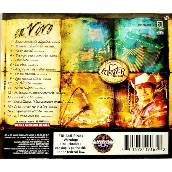 El Poder Del Norte En Vivo CD - 13 Años De Éxitos - Regional Music 37327cd - Picture 1 of 2